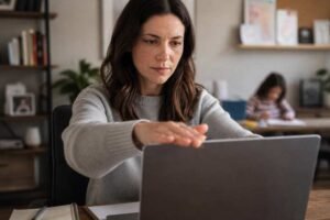 Person using an online video tool while thinking about privacy