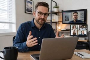 Person screen recording a video on a laptop instead of downloading a file